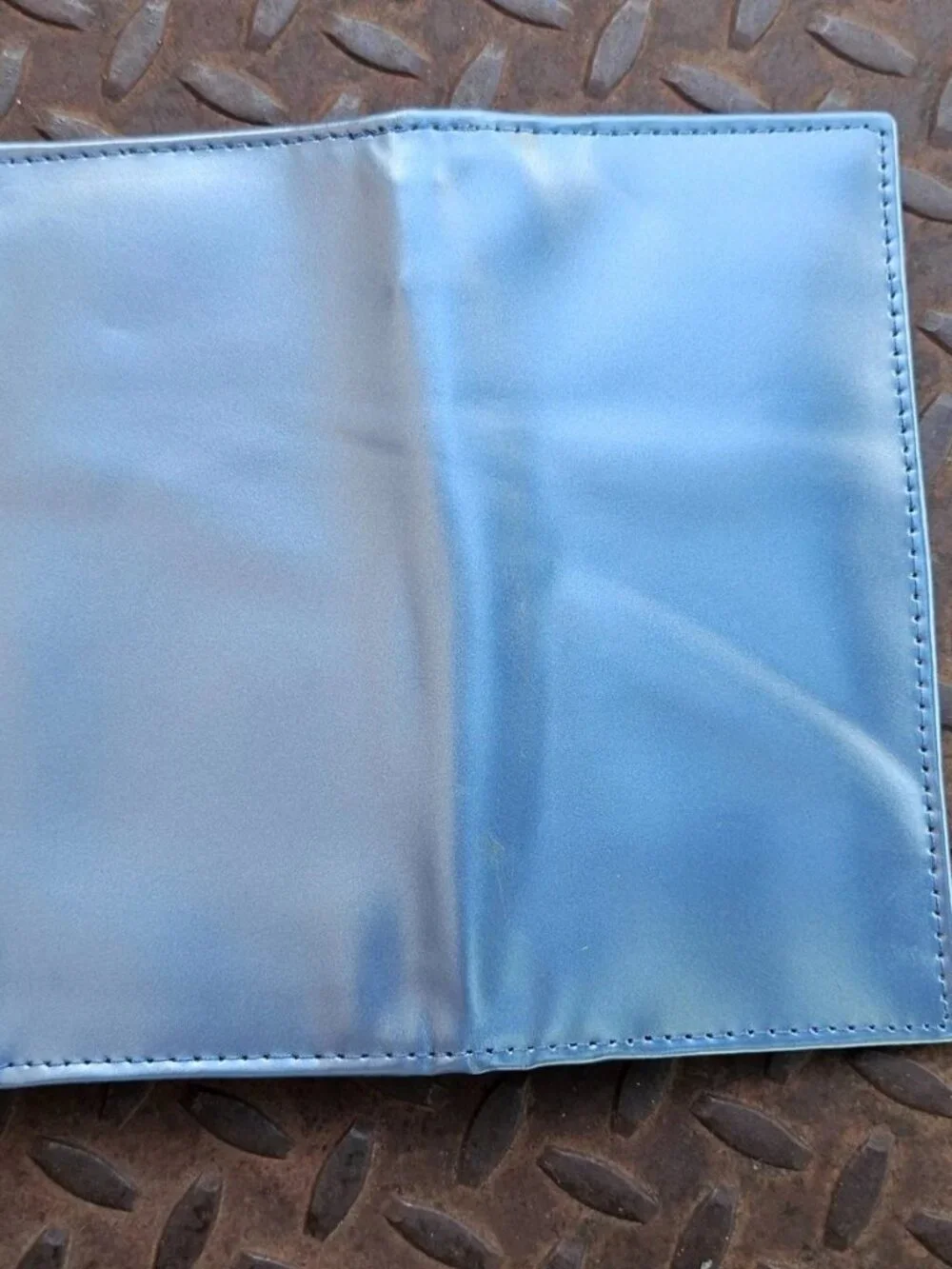Long Wallet Genuine Leather Grayish Blue Clutch Purse Handmade Card Holder